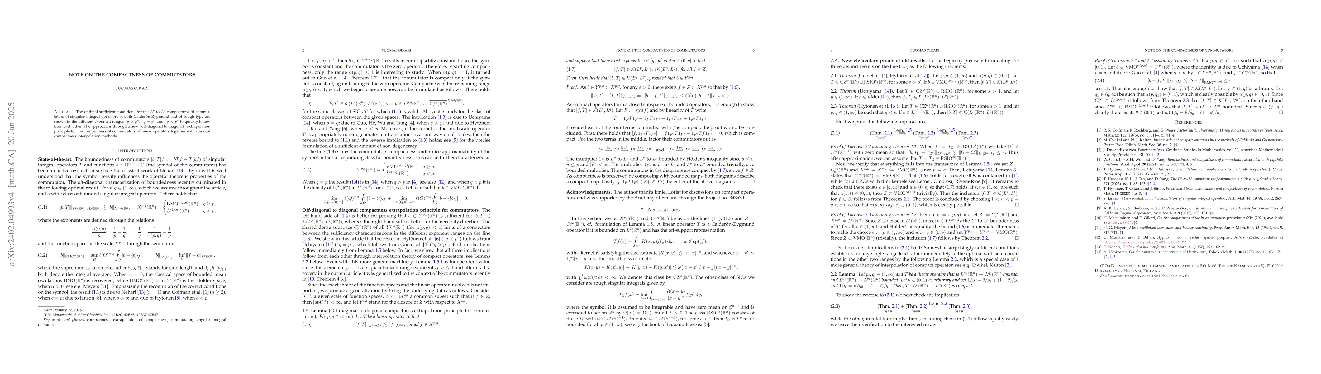 Thumbnail for Note on compactness of commutators