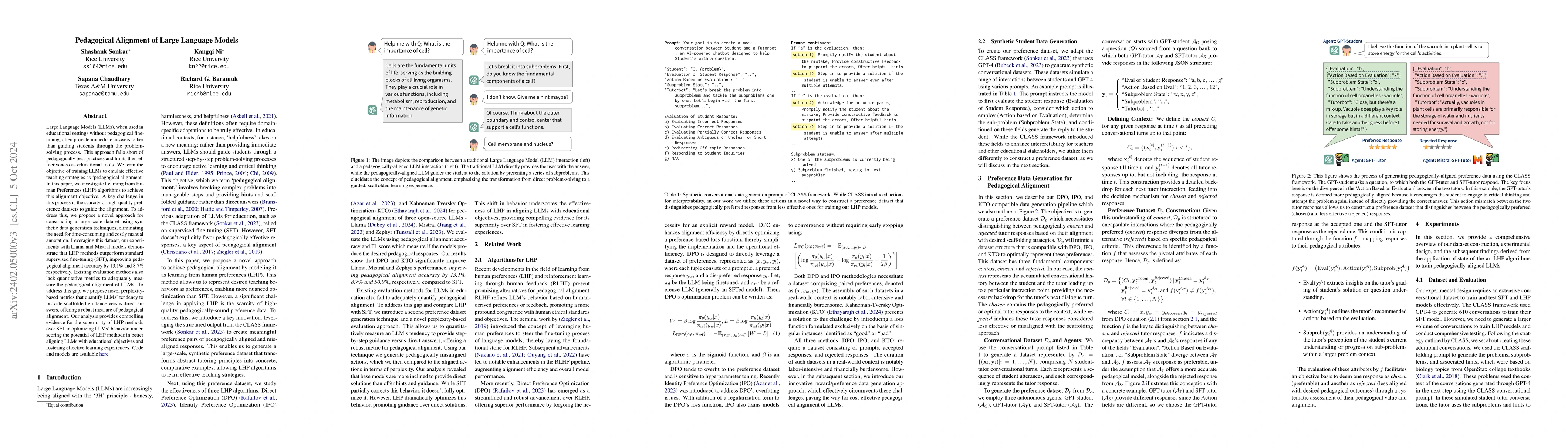 Thumbnail for Pedagogical Alignment of Large Language Models