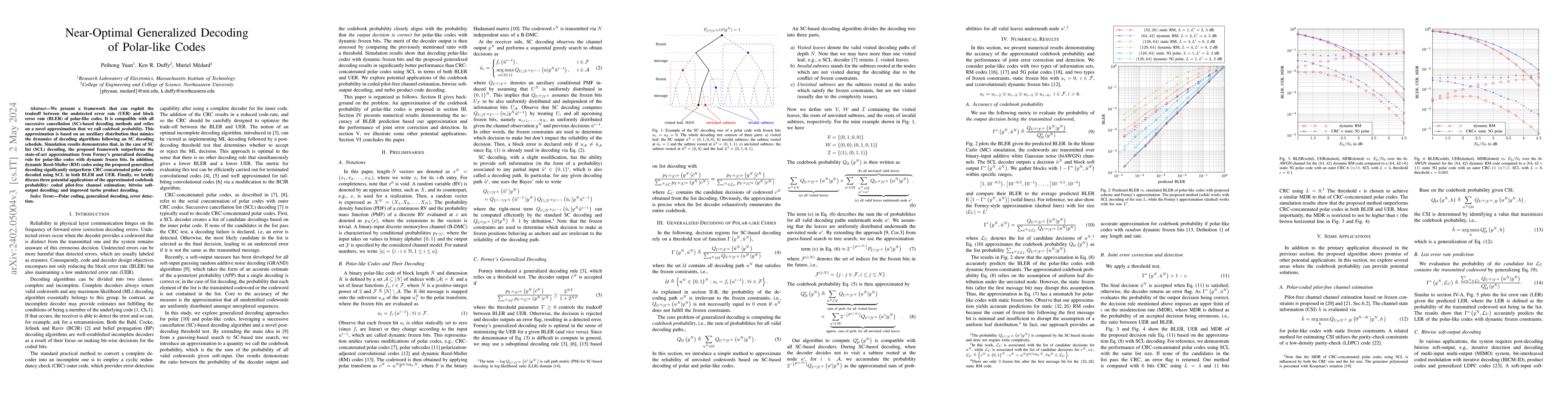 Thumbnail for Near-Optimal Generalized Decoding of Polar-like Codes