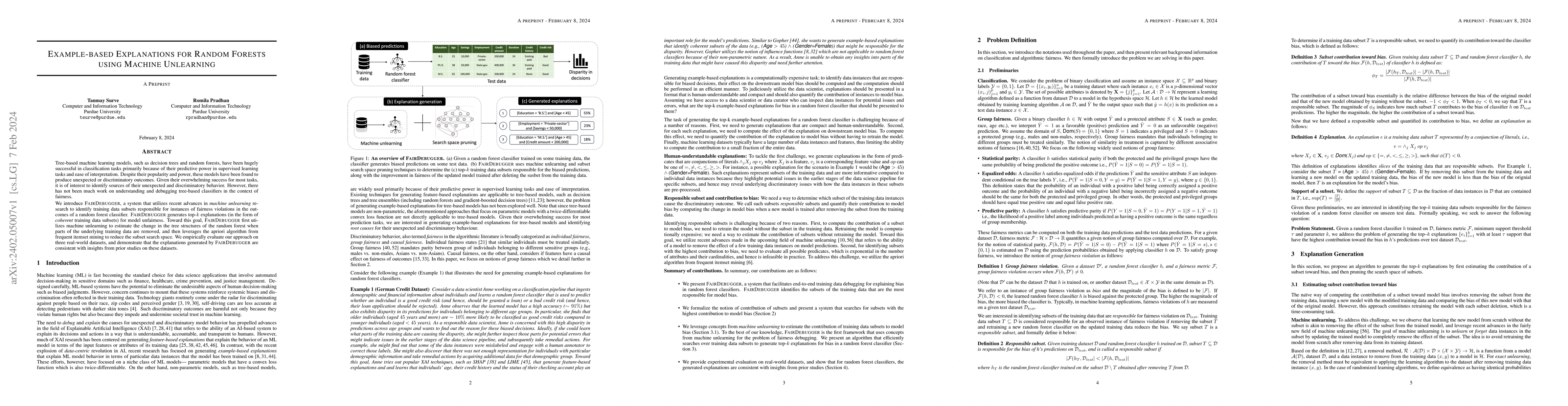 Thumbnail for Example-based Explanations for Random Forests using Machine Unlearning