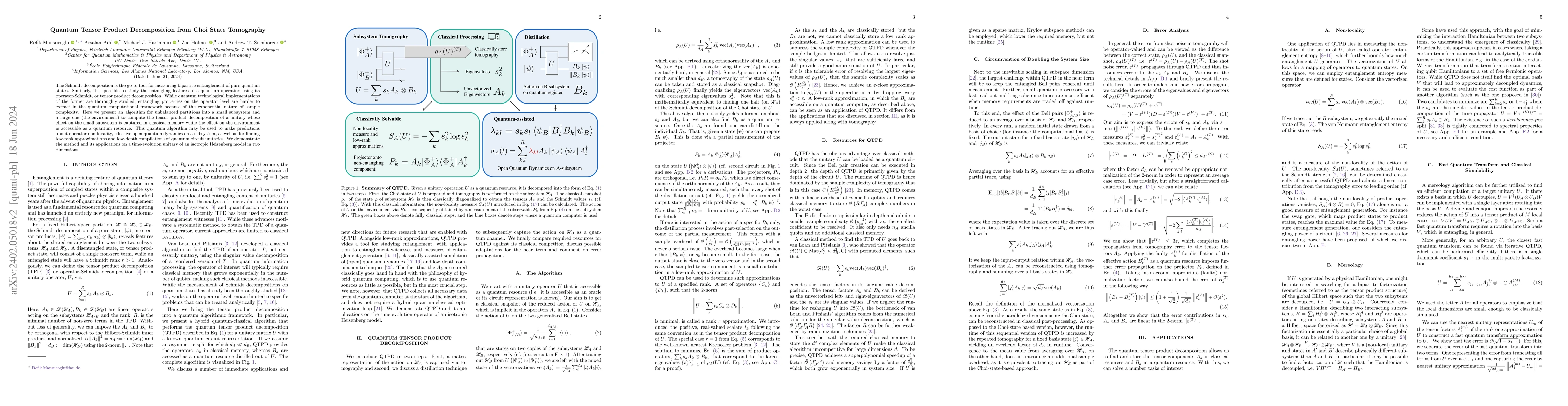 Thumbnail for Quantum Tensor Product Decomposition from Choi State Tomography