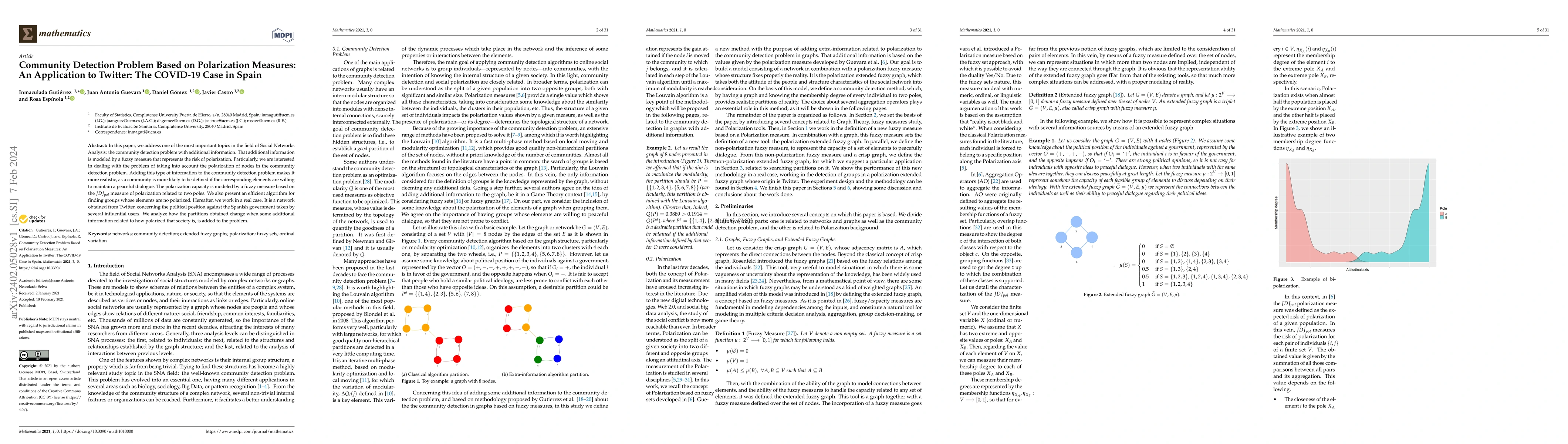 Thumbnail for Community detection problem based on polarization measures:an
  application to Twitter: the COVID-19 case in Spain