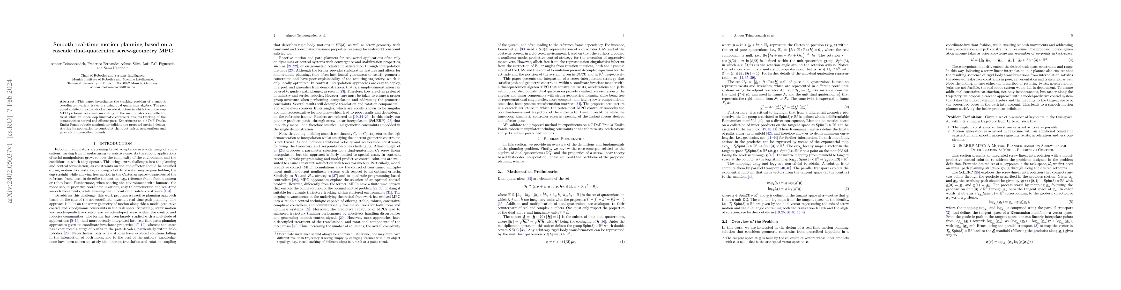 Thumbnail for Smooth real-time motion planning based on a cascade dual-quaternion
  screw-geometry MPC