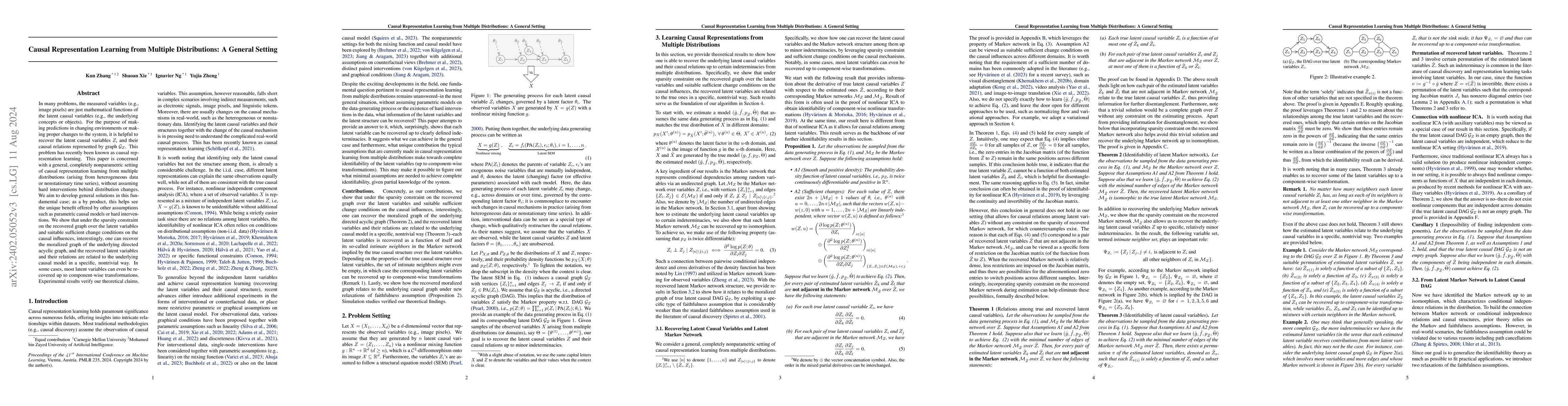 Thumbnail for Causal Representation Learning from Multiple Distributions: A General
  Setting