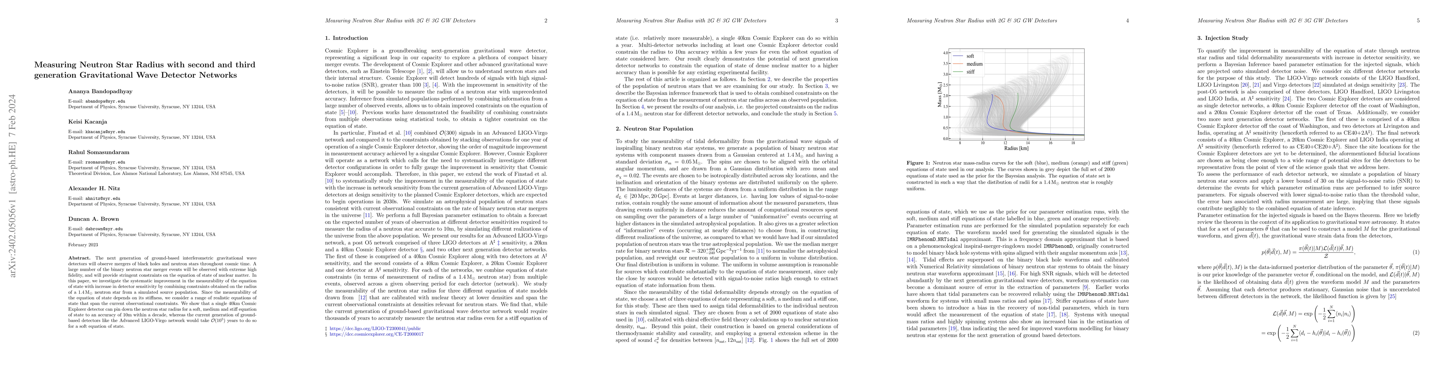 Thumbnail for Measuring Neutron Star Radius with second and third generation
  Gravitational Wave Detector Networks