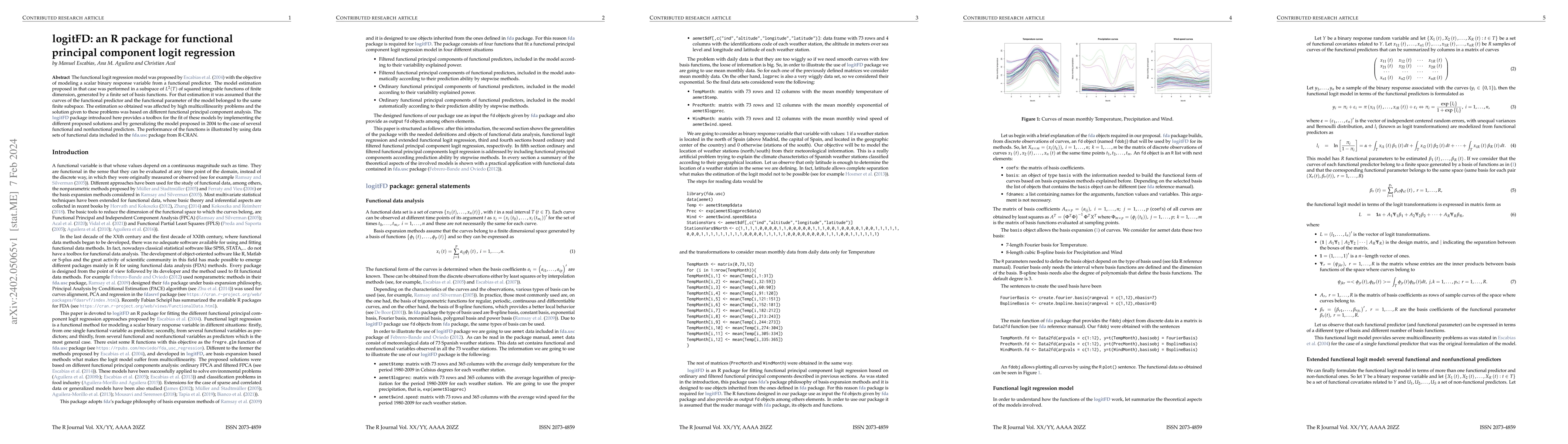 Thumbnail for logitFD: an R package for functional principal component logit
  regression