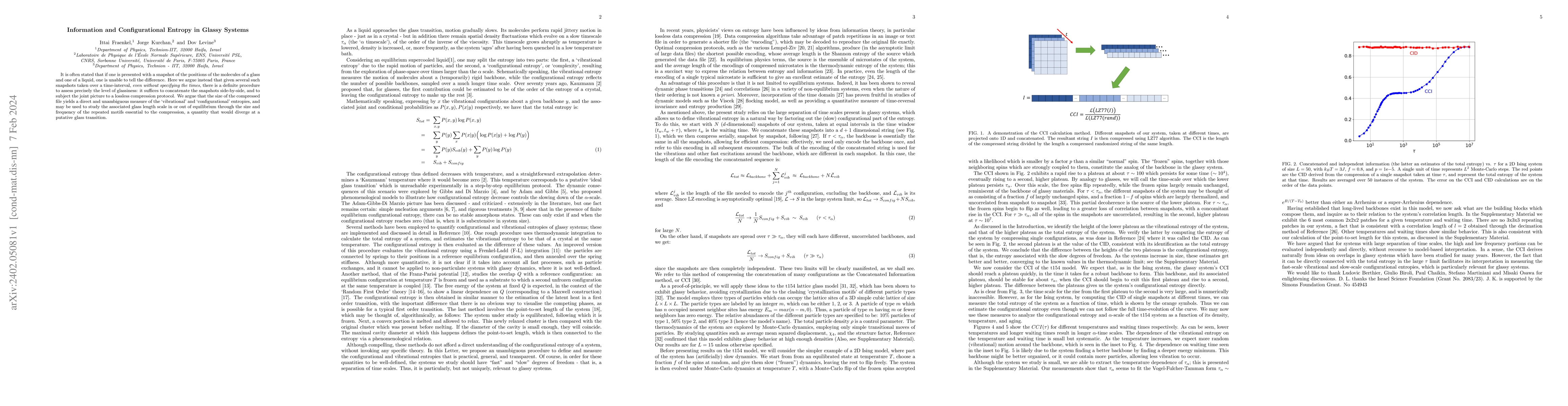 Thumbnail for Information and Configurational Entropy in Glassy Systems