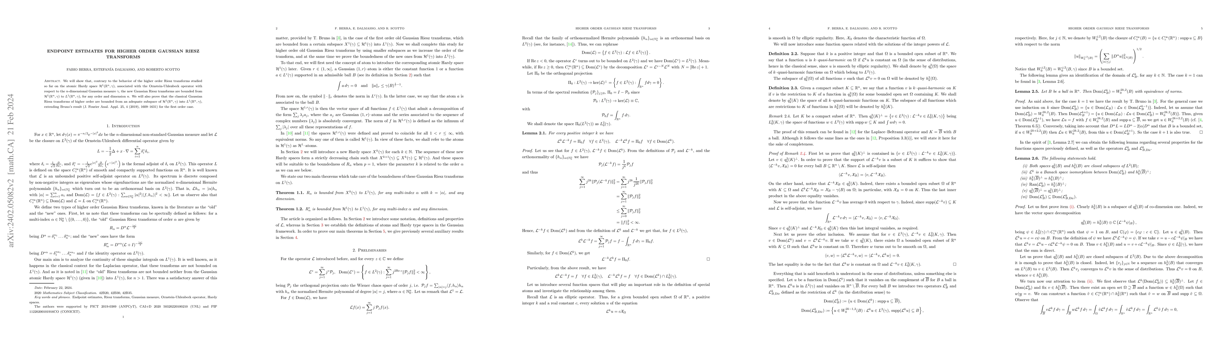 Thumbnail for Endpoint estimates for higher order Gaussian Riesz transforms