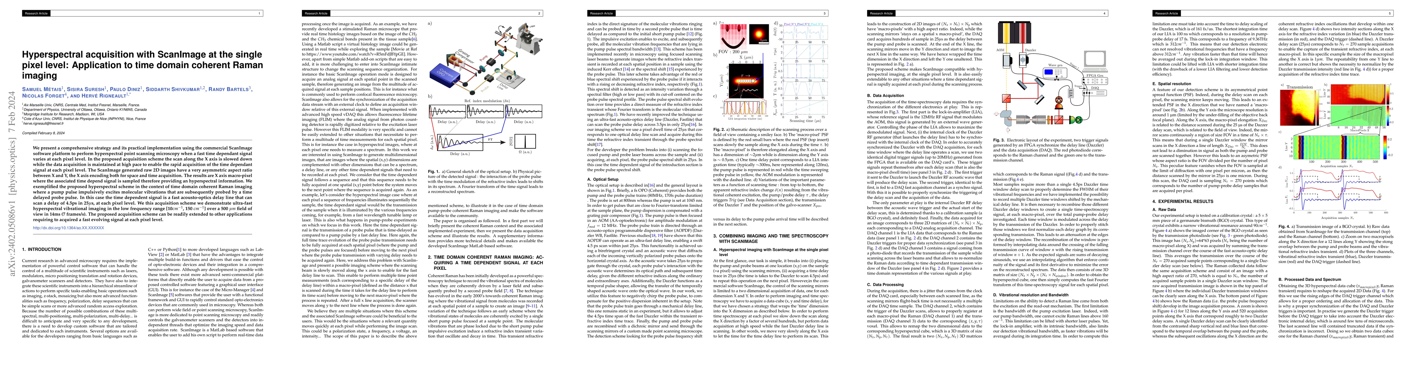 Thumbnail for Hyperspectral acquisition with ScanImage at the single pixel level:
  Application to time domain coherent Raman imaging