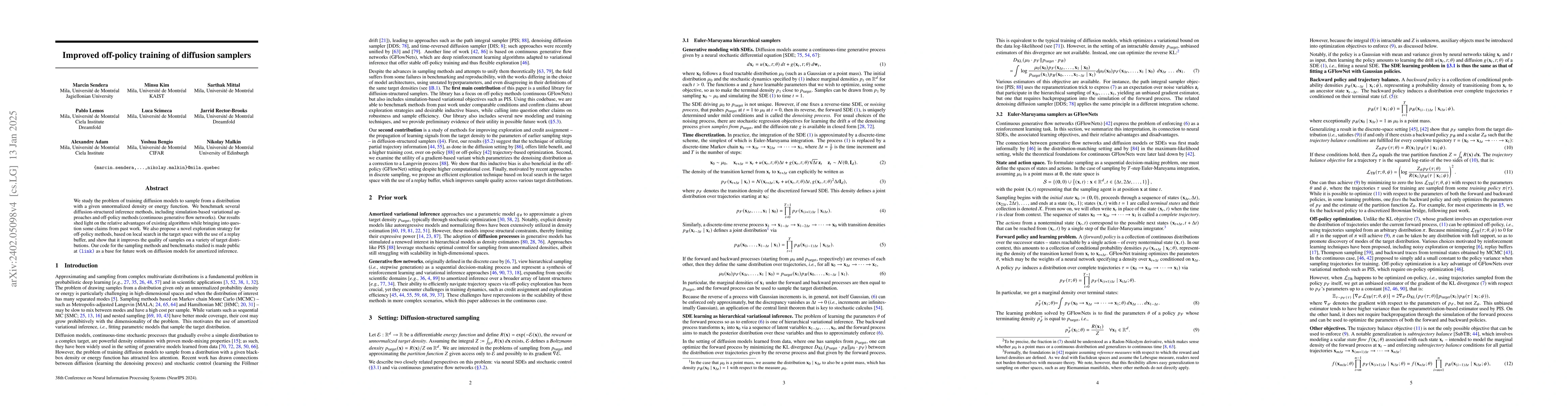 Thumbnail for Improved off-policy training of diffusion samplers