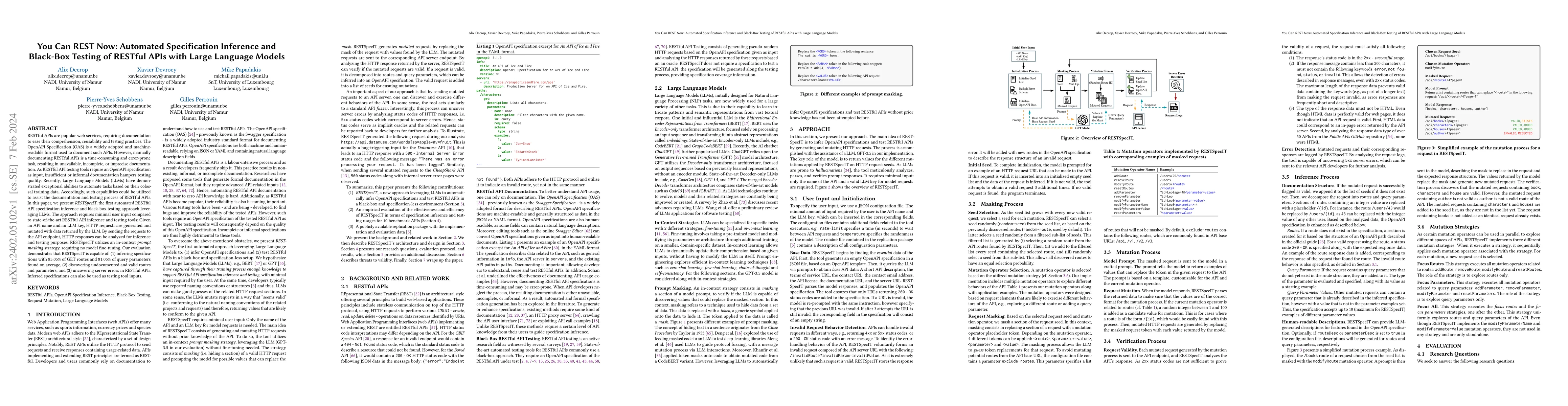 Thumbnail for You Can REST Now: Automated Specification Inference and Black-Box
  Testing of RESTful APIs with Large Language Models