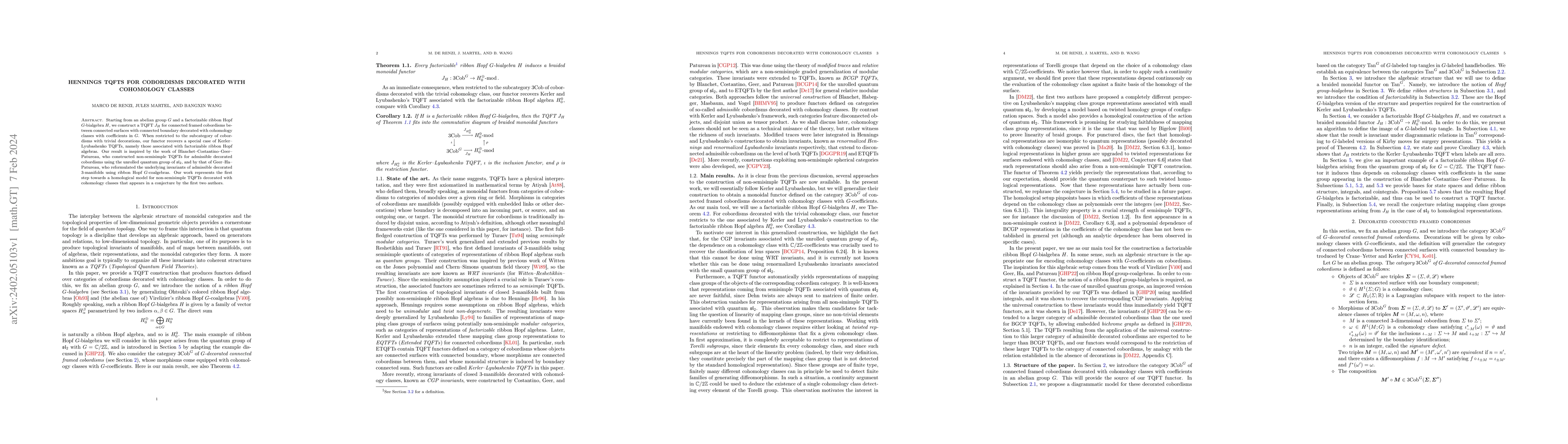 Thumbnail for Hennings TQFTs for Cobordisms Decorated With Cohomology Classes
