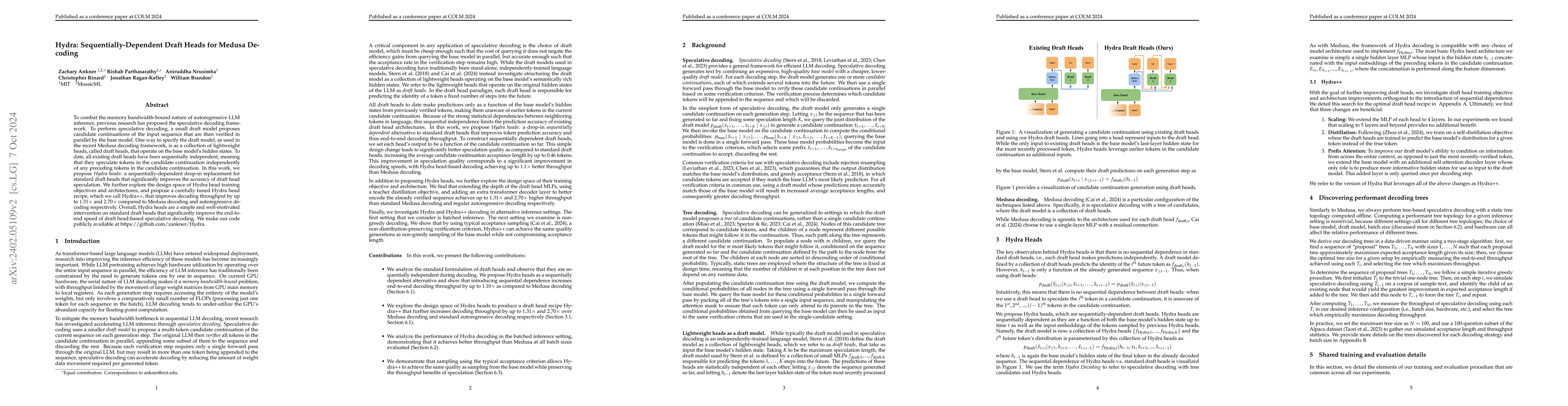 Thumbnail for Hydra: Sequentially-Dependent Draft Heads for Medusa Decoding