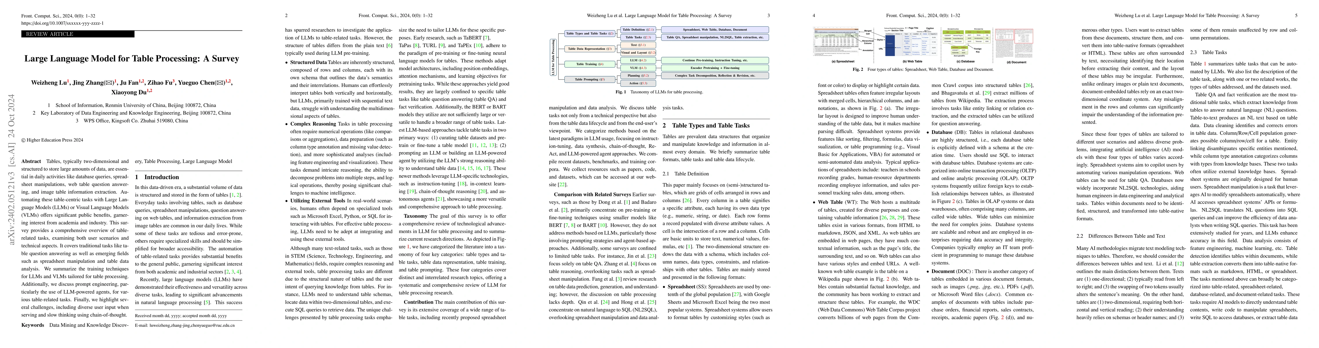Thumbnail for Large Language Model for Table Processing: A Survey