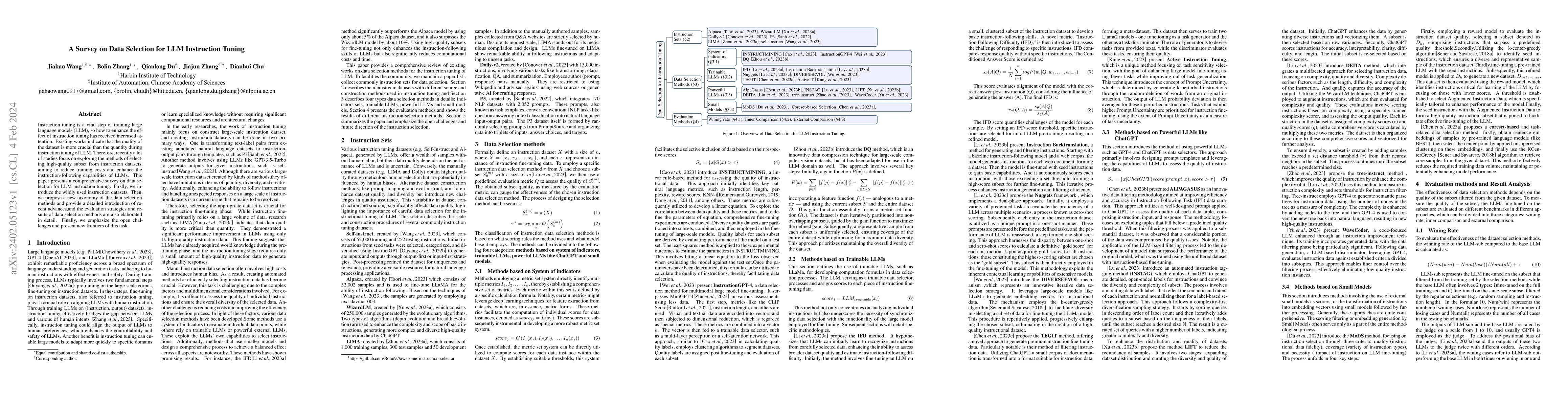 Thumbnail for A Survey on Data Selection for LLM Instruction Tuning