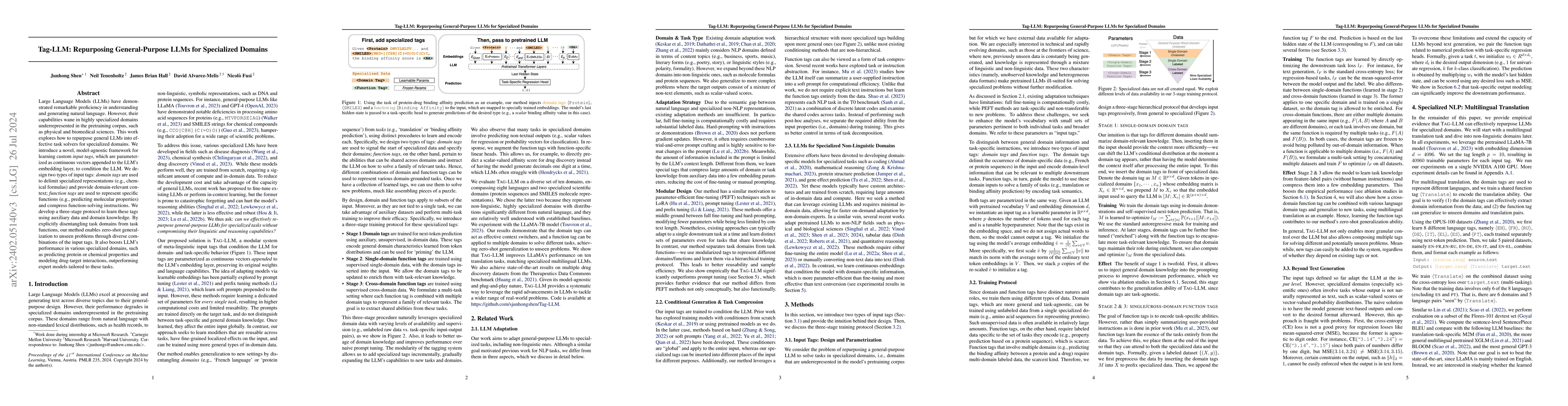 Thumbnail for Tag-LLM: Repurposing General-Purpose LLMs for Specialized Domains