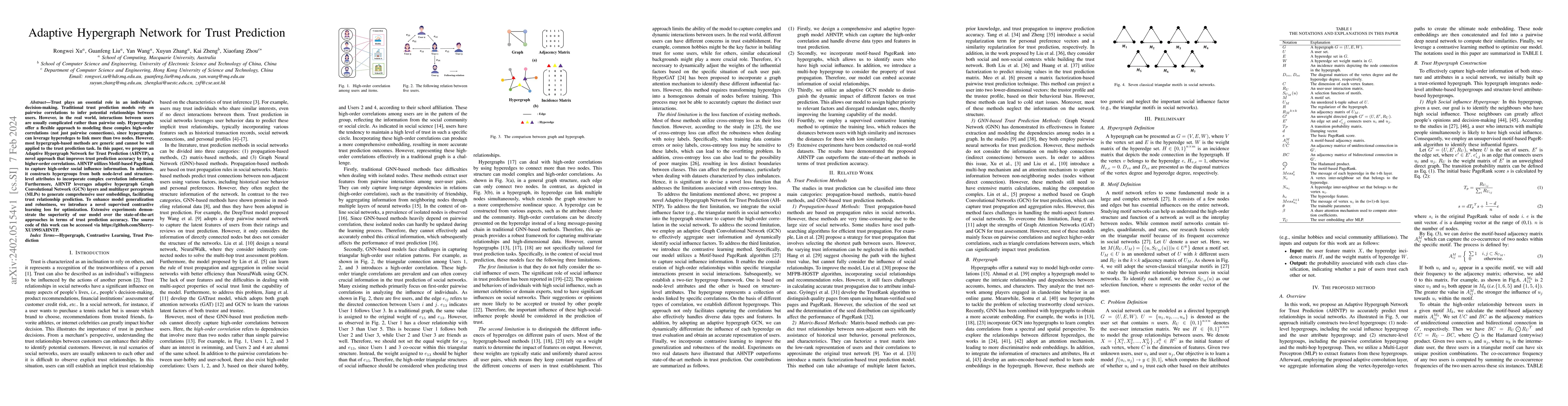 Thumbnail for Adaptive Hypergraph Network for Trust Prediction