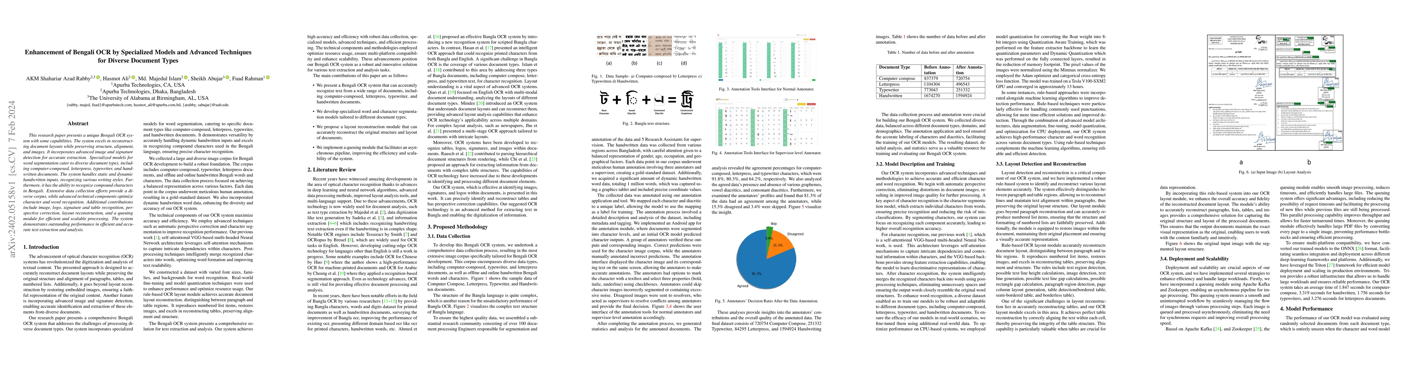 Thumbnail for Enhancement of Bengali OCR by Specialized Models and Advanced Techniques
  for Diverse Document Types