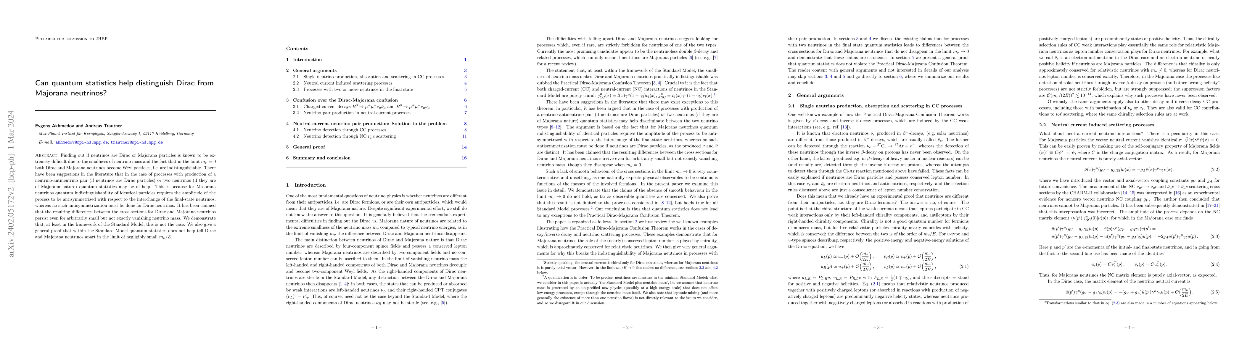 Thumbnail for Can quantum statistics help distinguish Dirac from Majorana neutrinos?