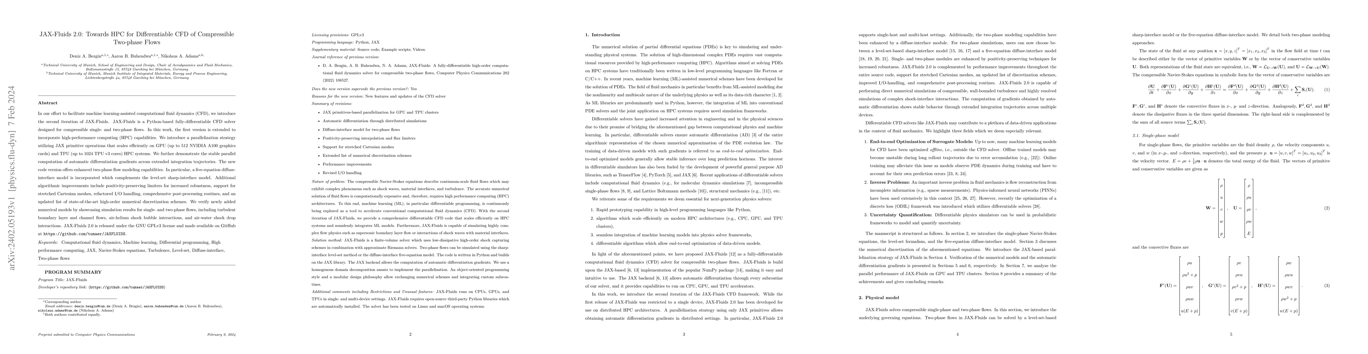Thumbnail for JAX-Fluids 2.0: Towards HPC for Differentiable CFD of Compressible
  Two-phase Flows