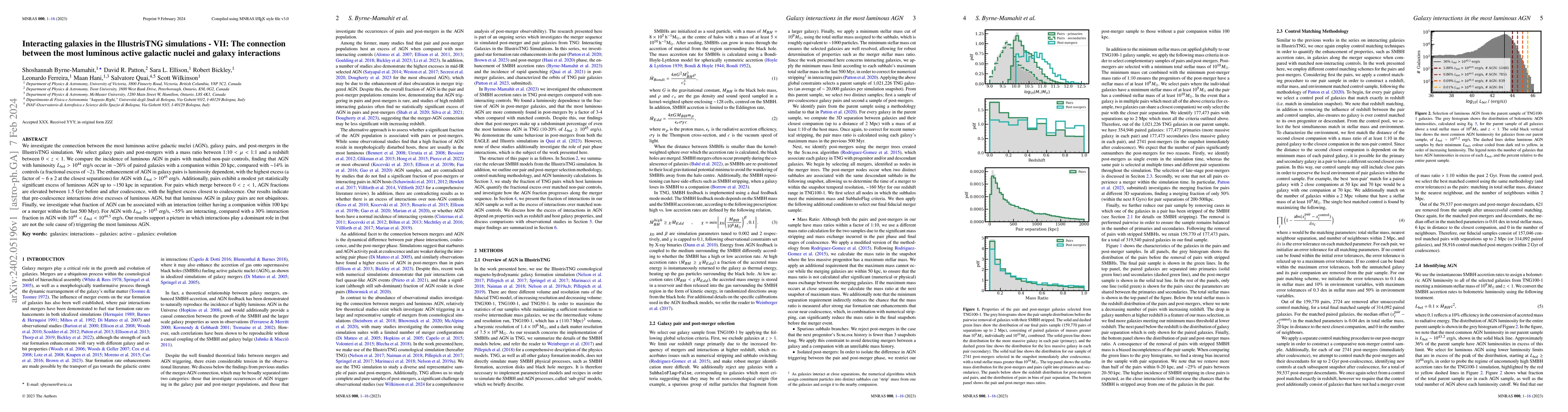 Thumbnail for Interacting galaxies in the IllustrisTNG simulations -- VII: The
  connection between the most luminous active galactic nuclei and galaxy
  interactions