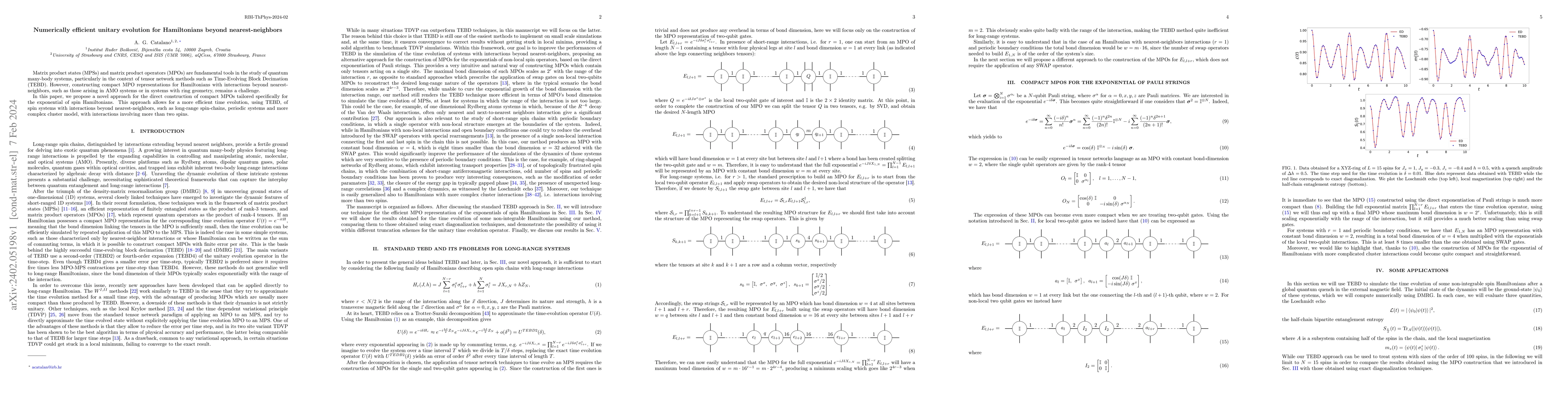 Thumbnail for Numerically efficient unitary evolution for Hamiltonians beyond
  nearest-neighbors