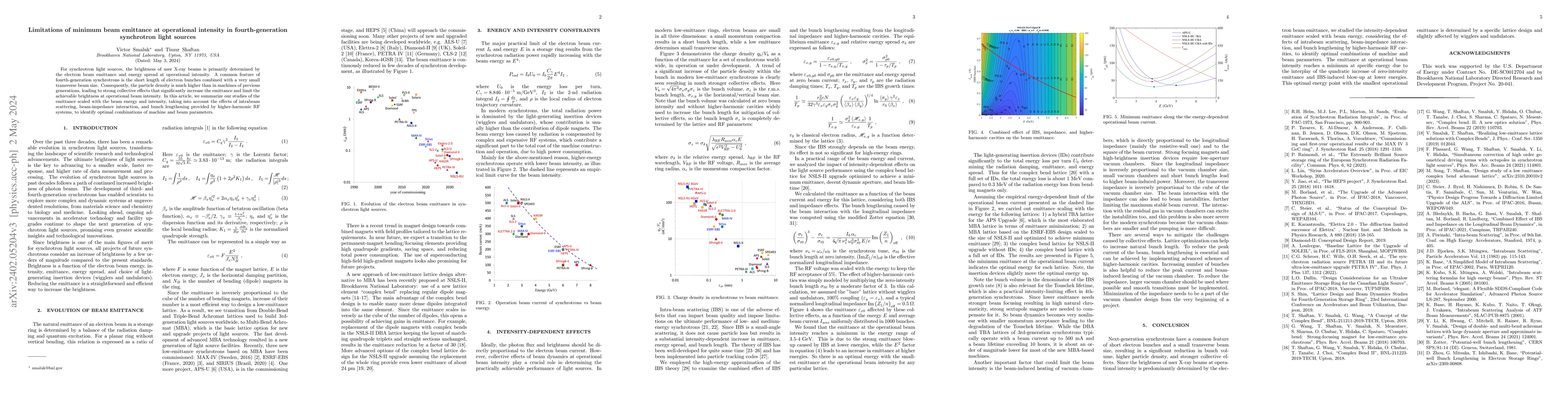 Thumbnail for Electron beam emittance at operational intensity in fourth-generation
  synchrotron light sources