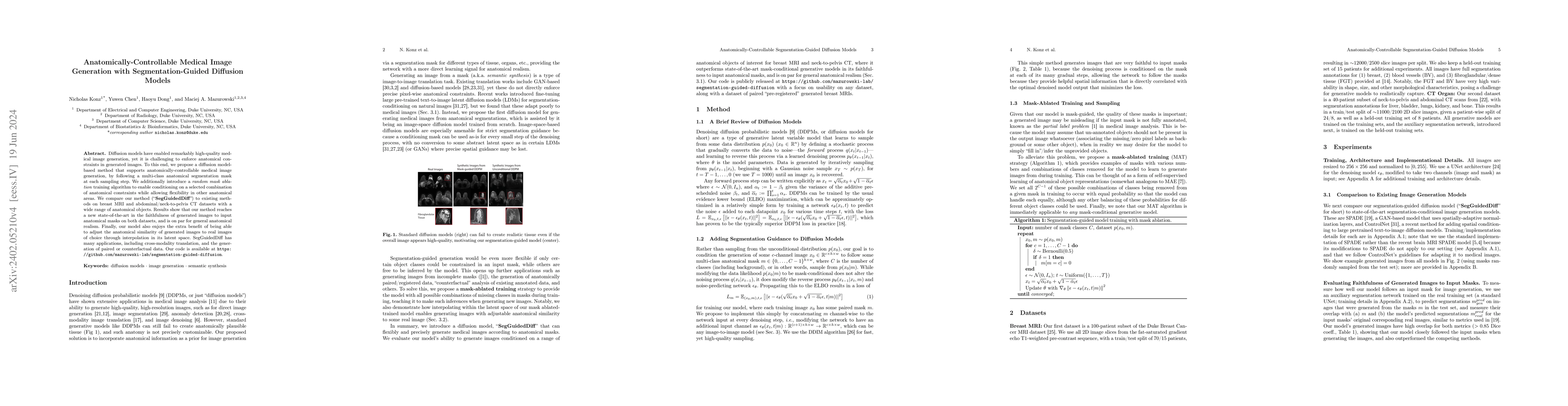 Thumbnail for Anatomically-Controllable Medical Image Generation with
  Segmentation-Guided Diffusion Models