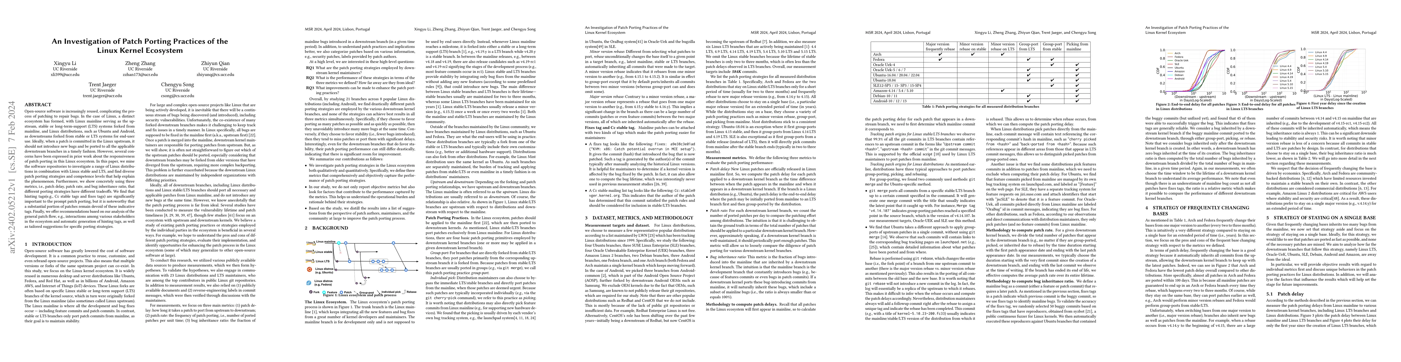 Thumbnail for An Investigation of Patch Porting Practices of the Linux Kernel
  Ecosystem