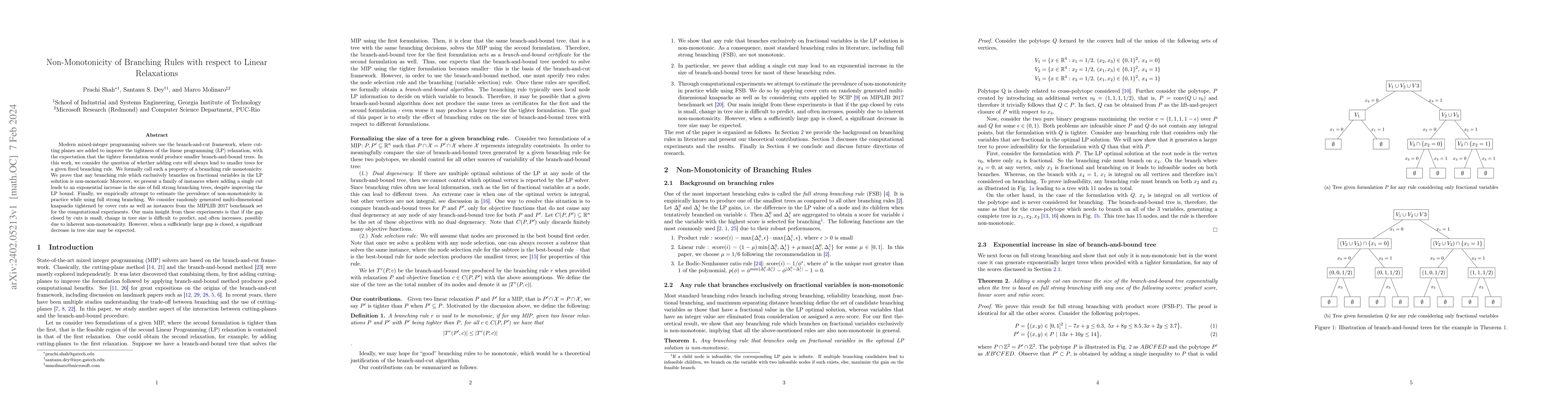 Thumbnail for Non-Monotonicity of Branching Rules with respect to Linear Relaxations