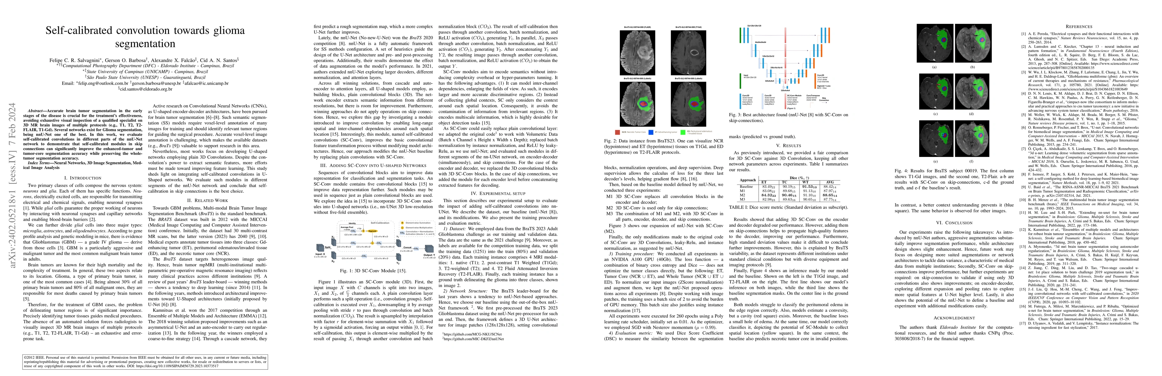 Thumbnail for Self-calibrated convolution towards glioma segmentation