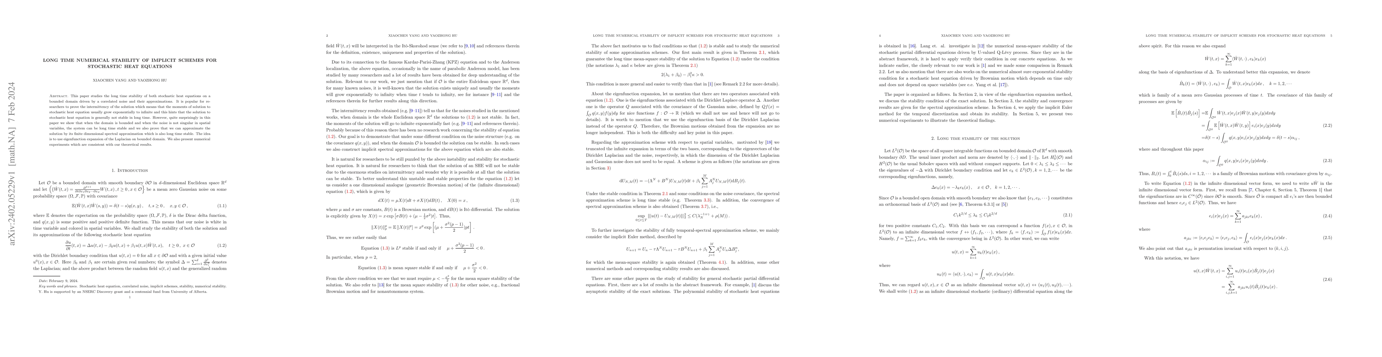 Thumbnail for Long time numerical stability of implicit schemes for stochastic heat
  equations
