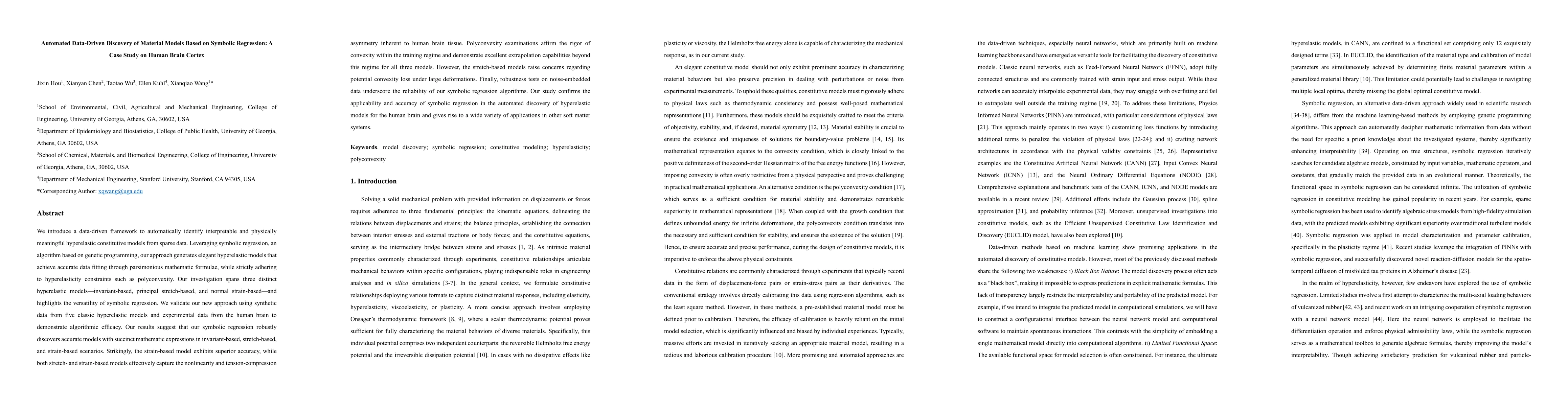 Thumbnail for Automated Data-Driven Discovery of Material Models Based on Symbolic
  Regression: A Case Study on Human Brain Cortex