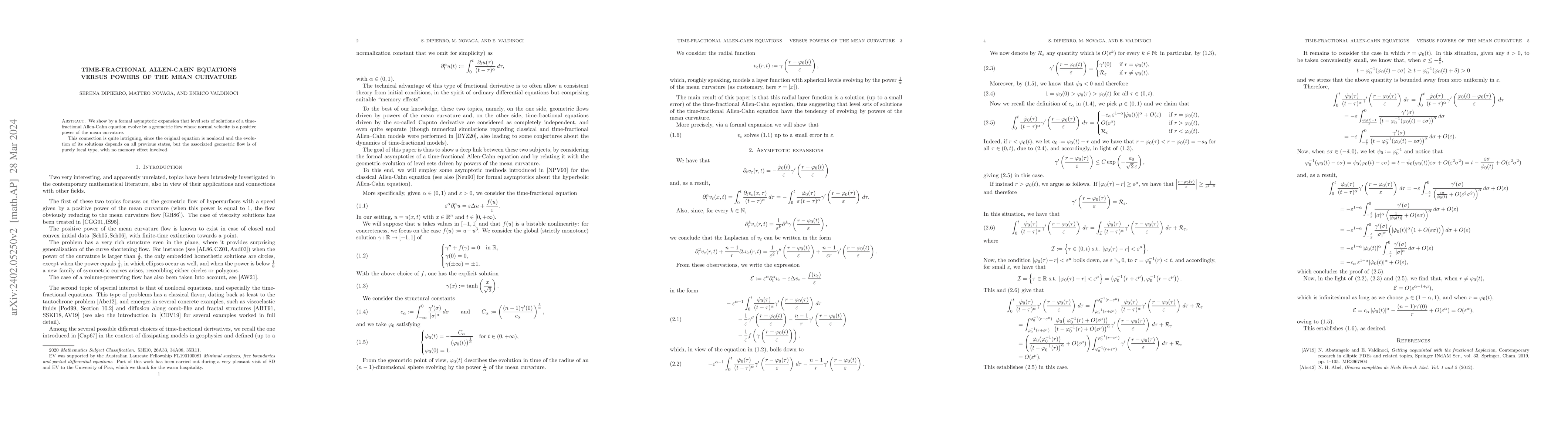 Thumbnail for Time-fractional Allen-Cahn equations versus powers of the mean curvature