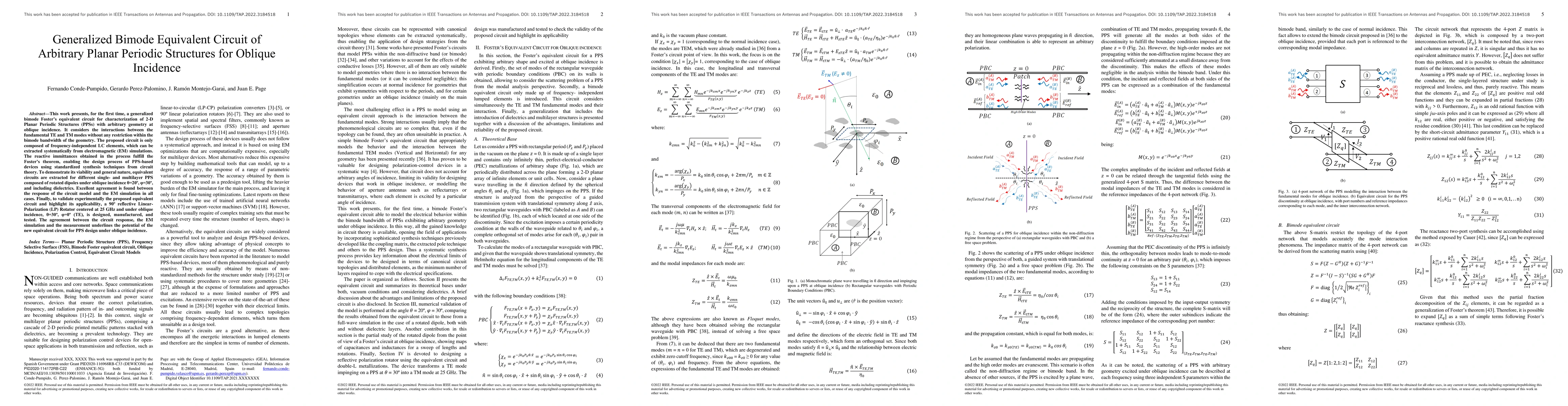 Thumbnail for Generalized Bimode Equivalent Circuit of Arbitrary Planar Periodic
  Structures for Oblique Incidence