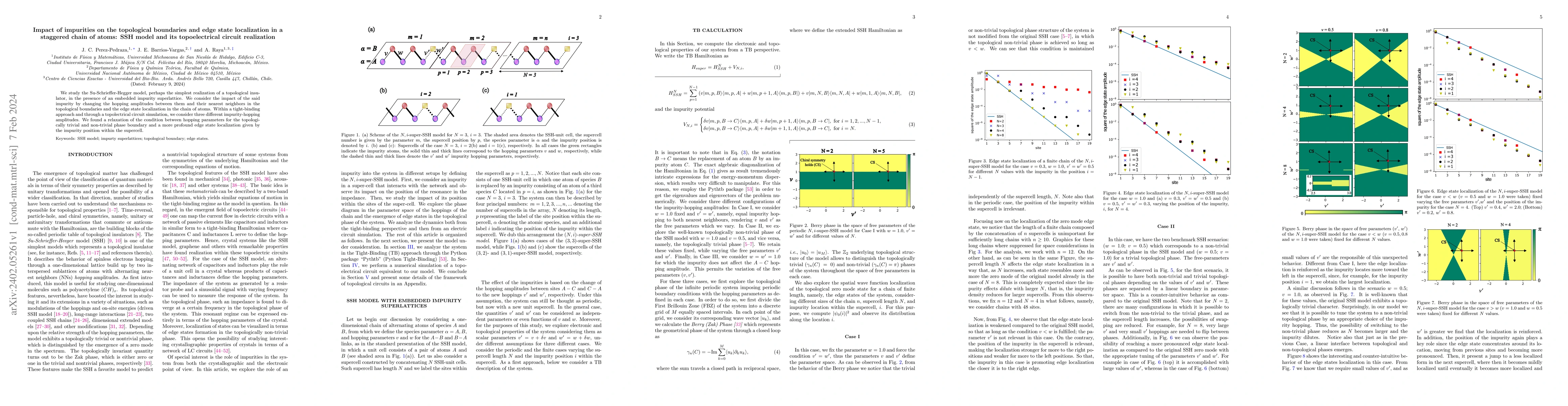 Thumbnail for Impact of impurities on the topological boundaries and edge state
  localization in a staggered chain of atoms: SSH model and its topoelectrical
  circuit realization