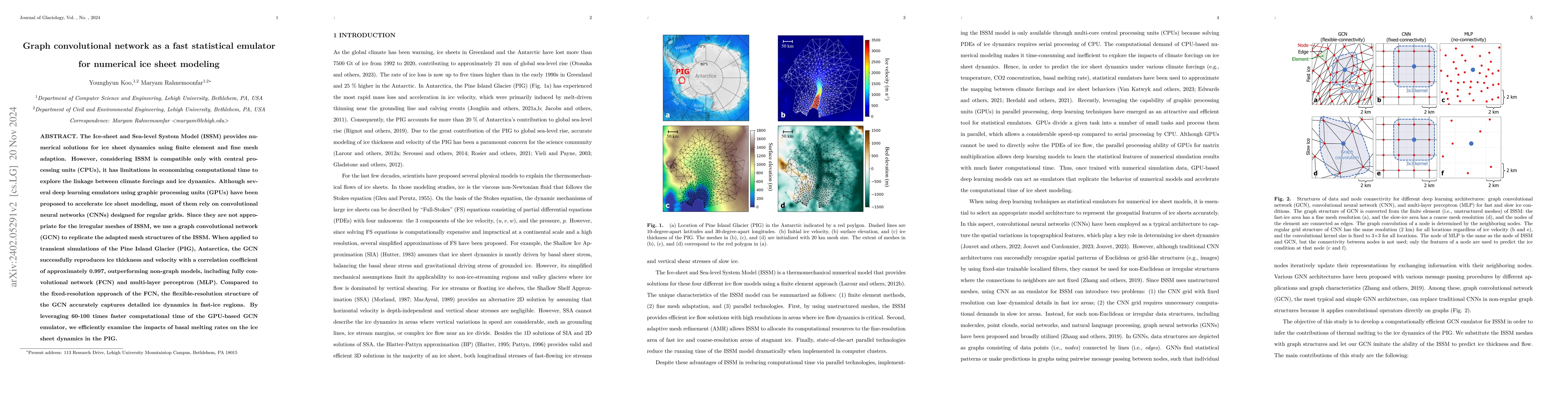 Thumbnail for Graph Neural Networks as Fast and High-fidelity Emulators for
  Finite-Element Ice Sheet Modeling