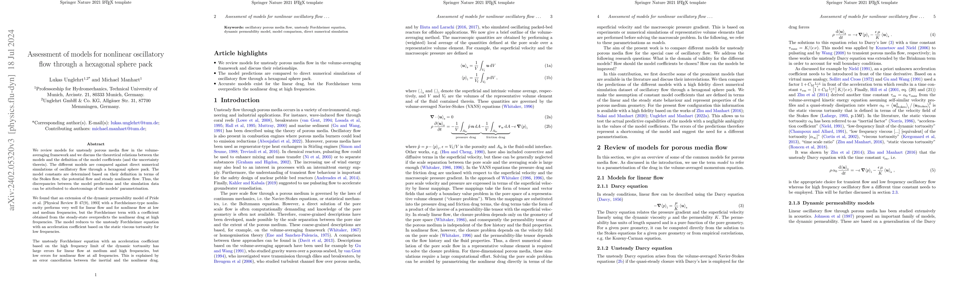 Thumbnail for Assessment of models for nonlinear oscillatory flow through a hexagonal
  sphere pack