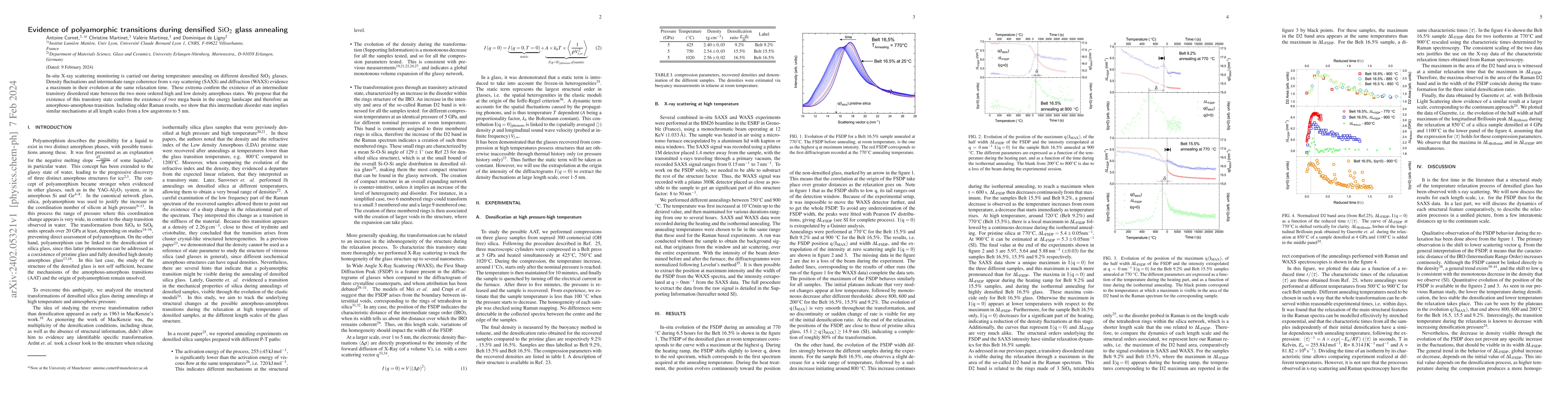 Thumbnail for Evidence of polyamorphic transitions during densified SiO$_2$ glass
  annealing
