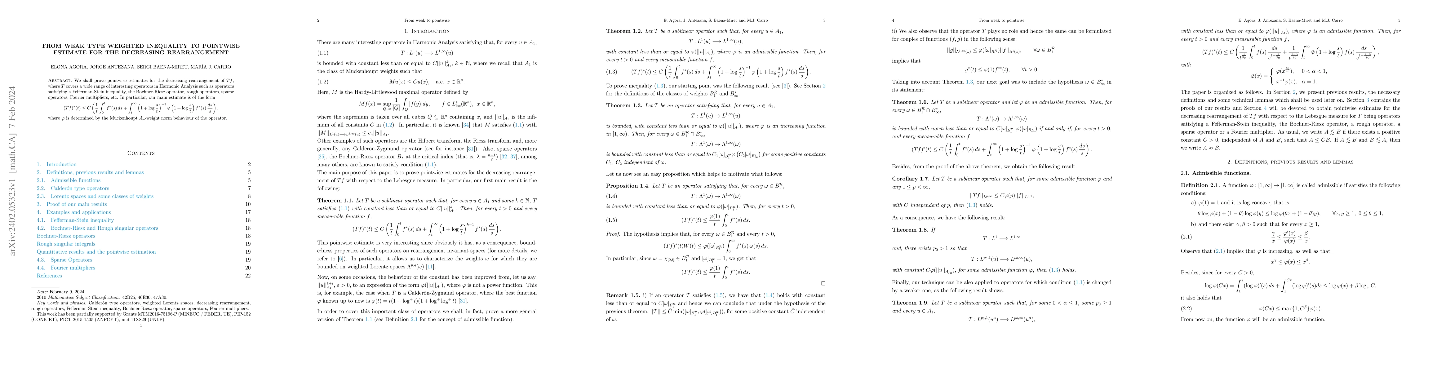 Thumbnail for From weak type weighted inequality to pointwise estimate for the
  decreasing rearrangement