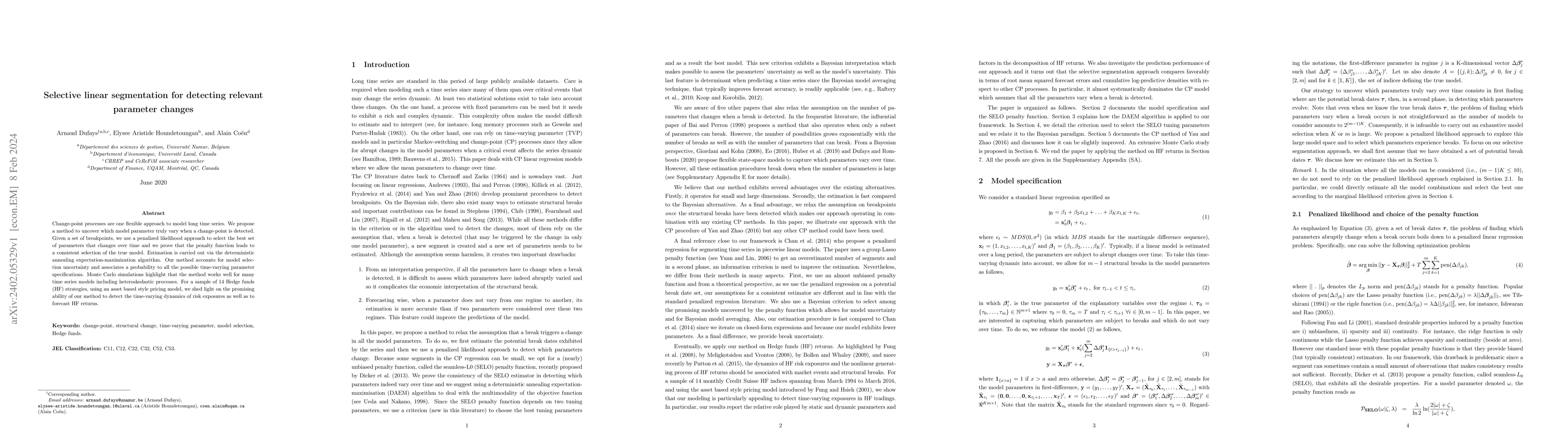 Thumbnail for Selective linear segmentation for detecting relevant parameter changes