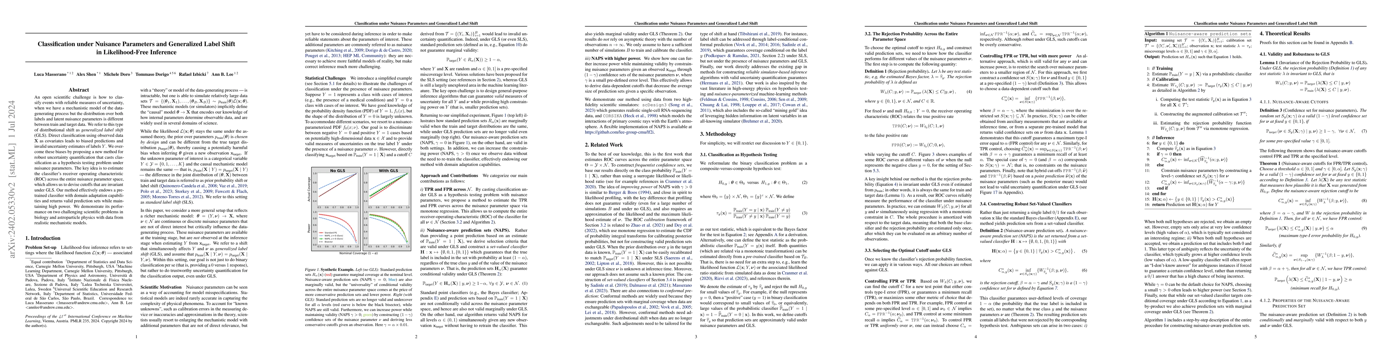 Thumbnail for Classification under Nuisance Parameters and Generalized Label Shift in
  Likelihood-Free Inference