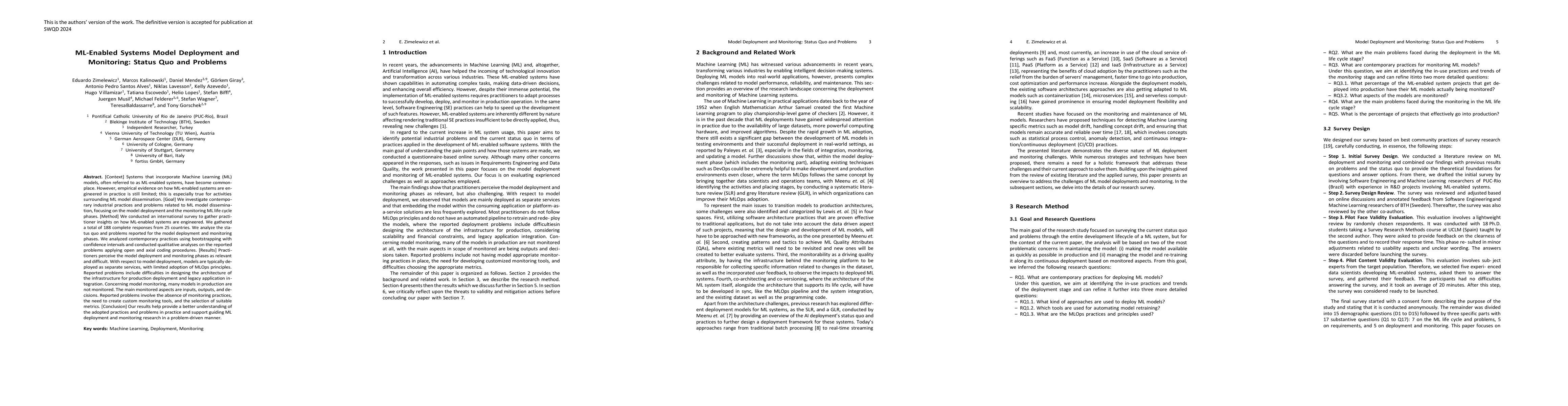 Thumbnail for ML-Enabled Systems Model Deployment and Monitoring: Status Quo and
  Problems