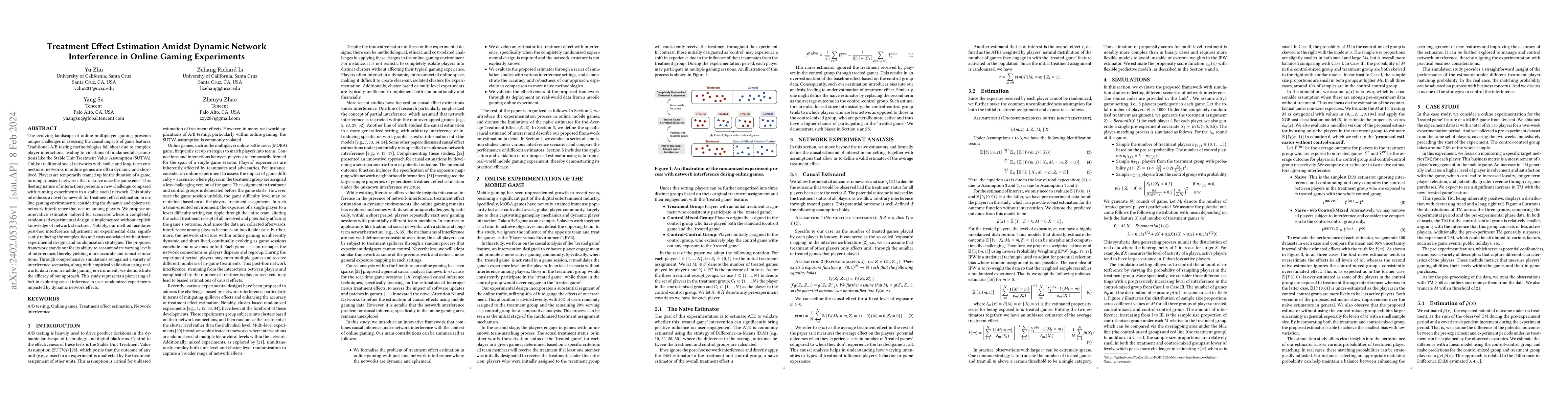 Thumbnail for Treatment Effect Estimation Amidst Dynamic Network Interference in
  Online Gaming Experiments