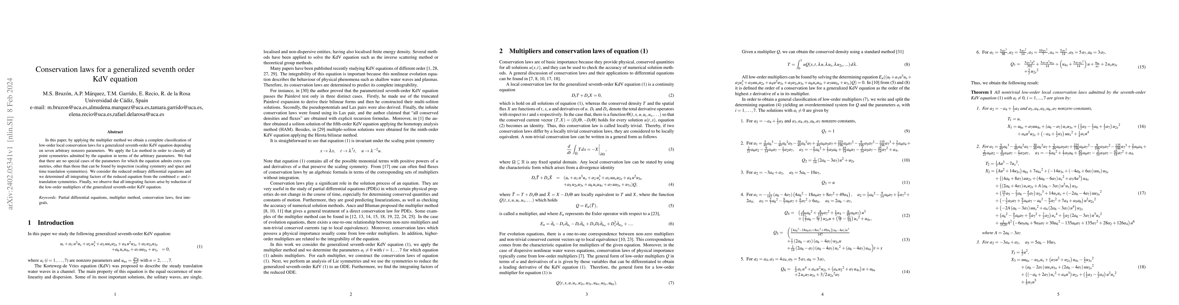 Thumbnail for Conservation laws for a generalized seventh order KdV equation