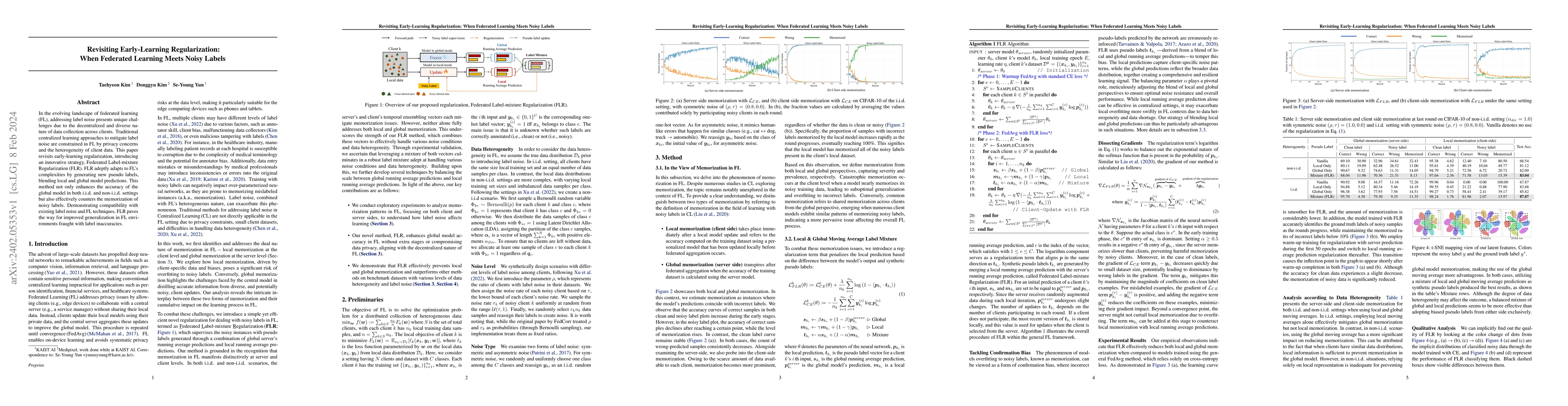 Thumbnail for Revisiting Early-Learning Regularization When Federated Learning Meets
  Noisy Labels