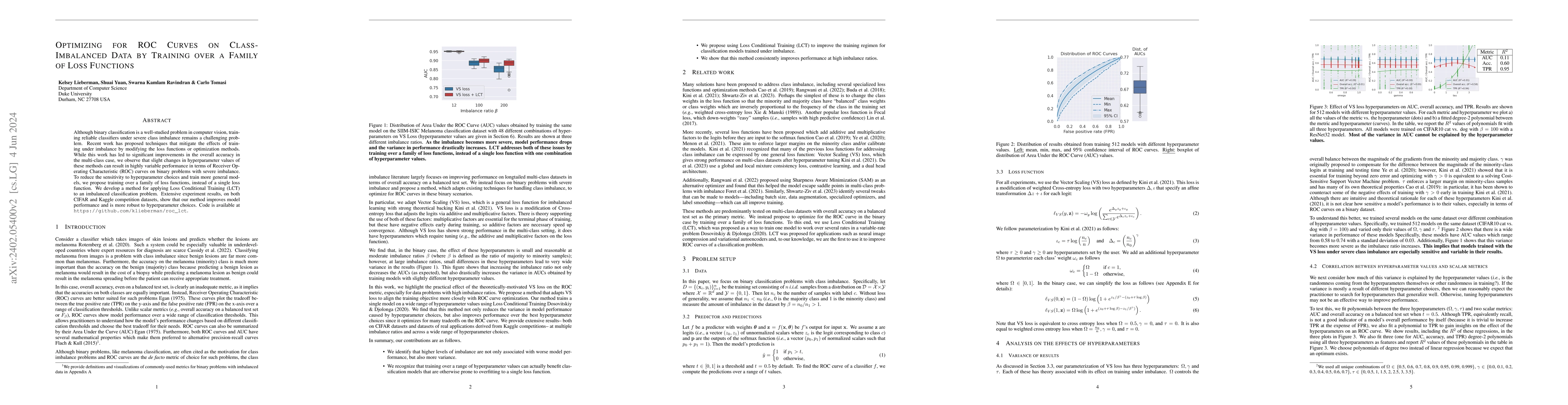 Thumbnail for Optimizing for ROC Curves on Class-Imbalanced Data by Training over a
  Family of Loss Functions