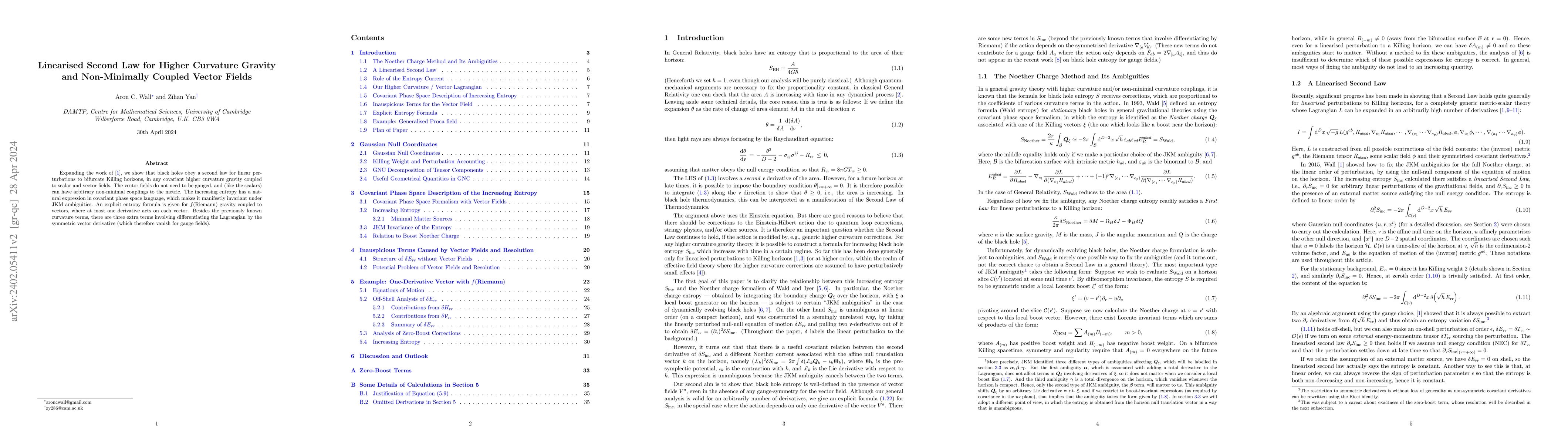 Thumbnail for Linearised Second Law for Higher Curvature Gravity and Non-Minimally
  Coupled Vector Fields