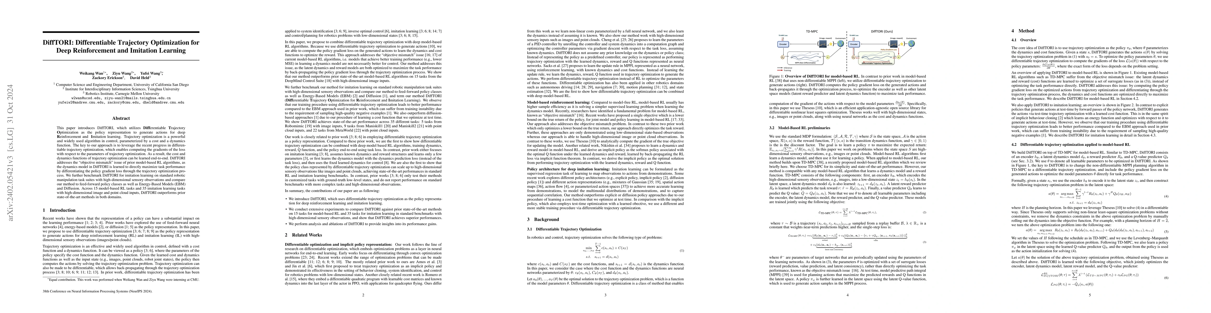 Thumbnail for DiffTOP: Differentiable Trajectory Optimization for Deep Reinforcement
  and Imitation Learning