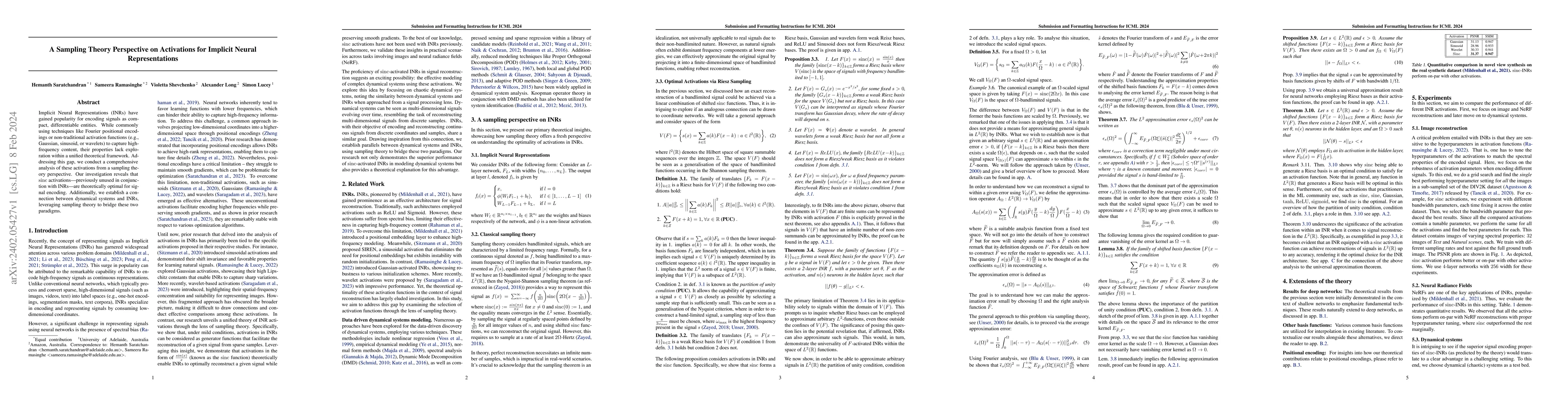 Thumbnail for A Sampling Theory Perspective on Activations for Implicit Neural
  Representations